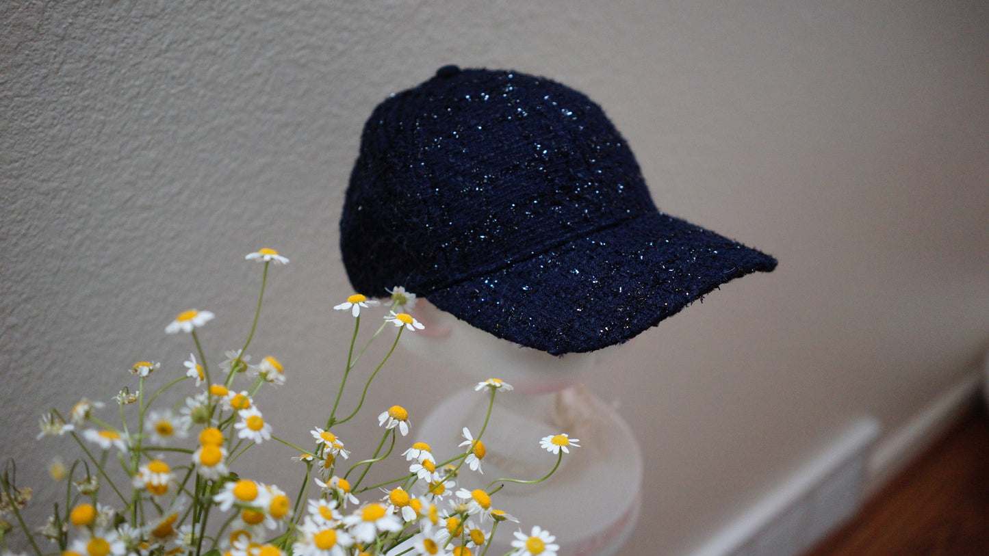 Navy Blue Woven Casual Baseball Cap