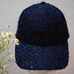 Navy Blue Woven Casual Baseball Cap
