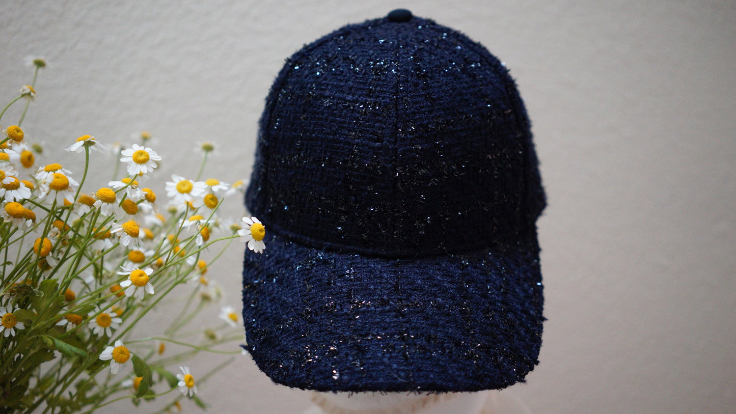 Navy Blue Woven Casual Baseball Cap