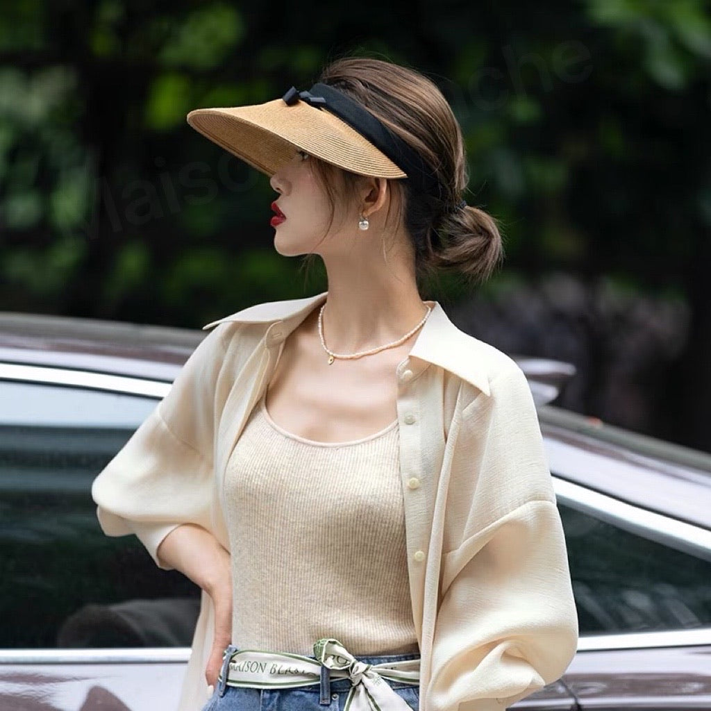 python sun straw hat - natural – joy in the dawn... Bow Straw Sunshade Hat UV Protection – JuneAtelier