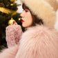 Chic and Cozy: Rabbit Fur Half-Finger Knit Gloves for Cold Weather