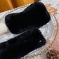 Chic and Cozy: Rabbit Fur Half-Finger Knit Gloves for Cold Weather